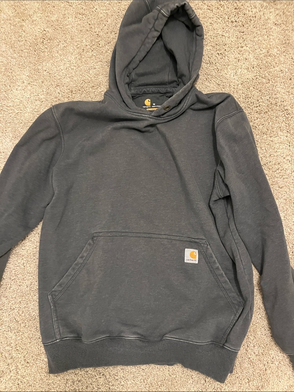 Carhartt Charcoal Pullover Hoodie with Logo Patch
